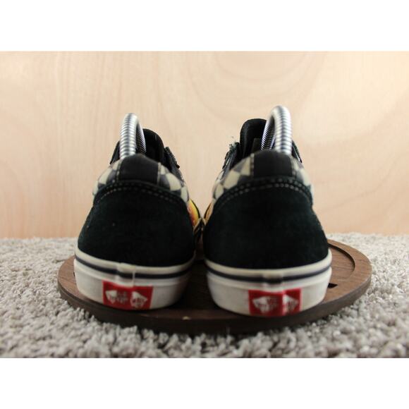 Vans Old Skool Flame Checkered Shoes Youth 7 Black Suede Skate - Picture 4 of 10